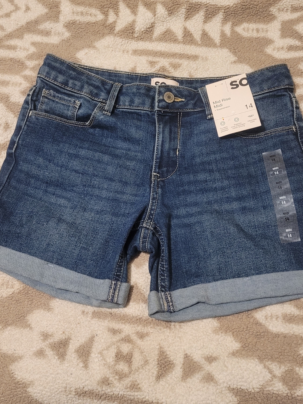 SO Girls Dark Blue Denim Roll-Cuff Shorts